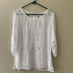 Embroidered and lace blouse